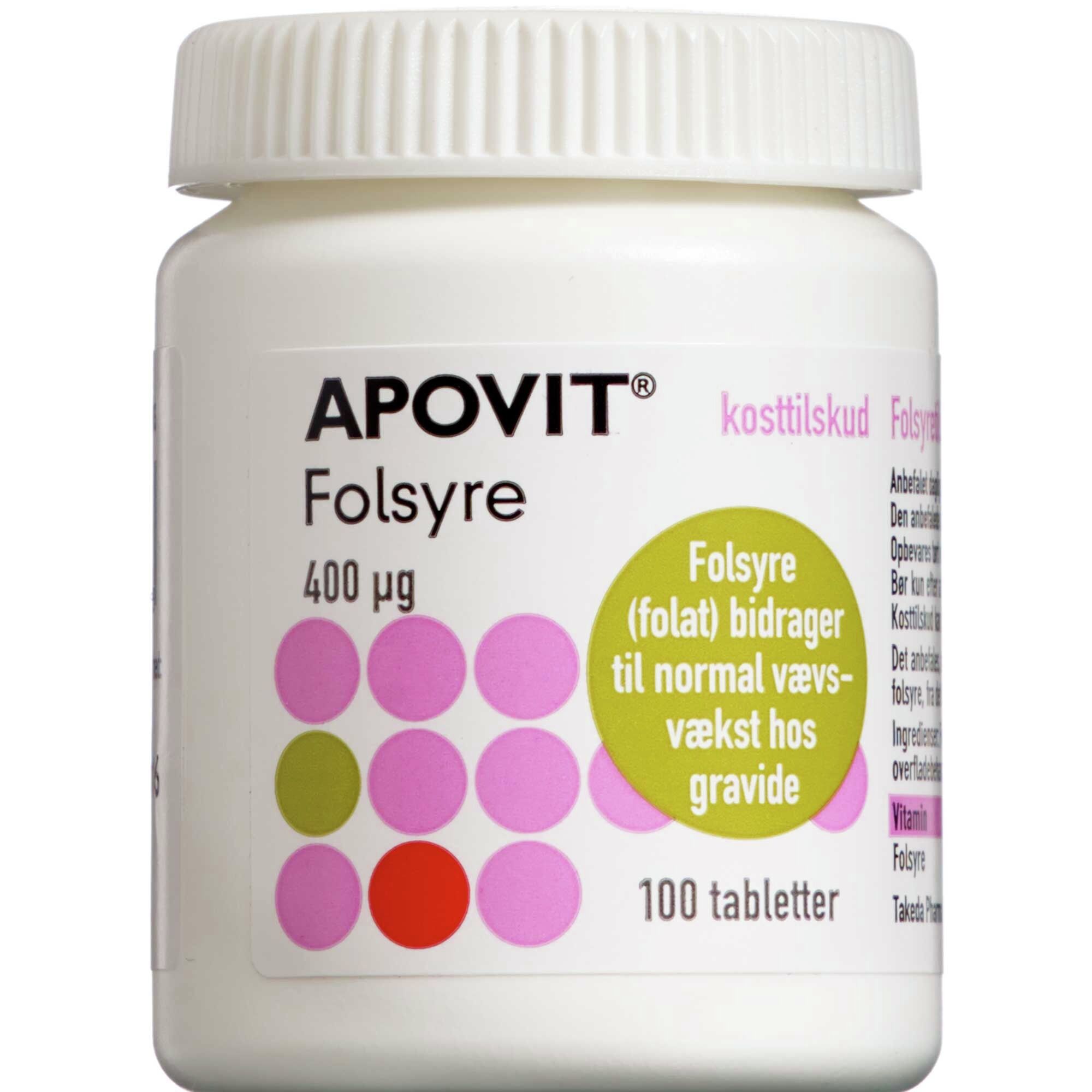 Apovit Apovit Folsyre 400 Mikg 100stk